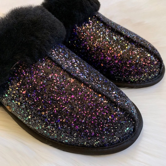 UGG Black Scuffette II Cosmos Glitter Slippers - Picture 3 of 8